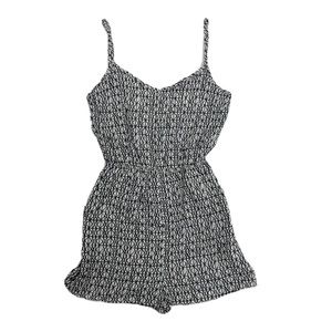 H&M Black White Romper Spaghetti Strap Pockets One Piece NWT